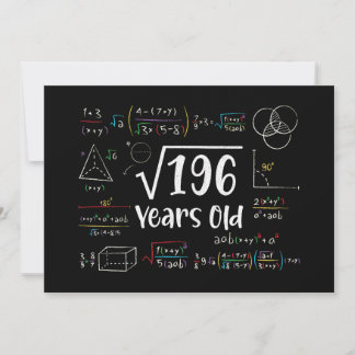 Square Root of 196 14. Geburtstag 14 Jahre Alte Ge Einladung
