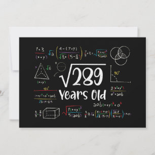 Square Root of 289 17. Geburtstag 17 Jahre Alte Ge Einladung