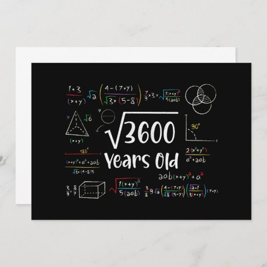 Square Root of 3600 60th Birthday 60 Year Old Gift Einladung (Vorne/Hinten)