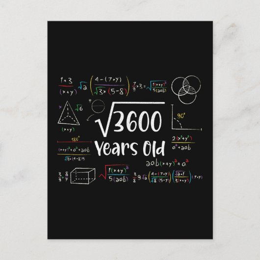 Square Root of 3600 60th Birthday 60 Year Old Gift Postkarte (Vorderseite)