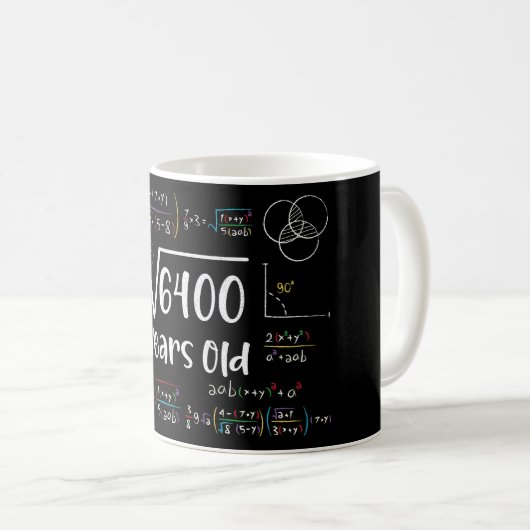 Square Root of 6400 80th Birthday 80 Year Old Gift Kaffeetasse (VorderseiteRechts)