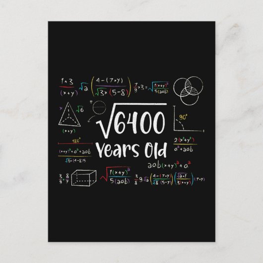 Square Root of 6400 80th Birthday 80 Year Old Gift Postkarte (Vorderseite)