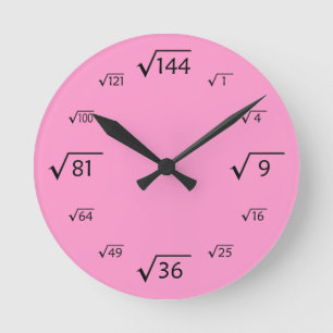 Square Root Wall Clock (Pink/Black) Runde Wanduhr