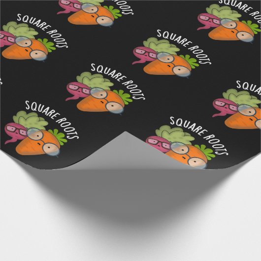 Square Roots Funny Math Pun Dark BG Geschenkpapier (Ecke)