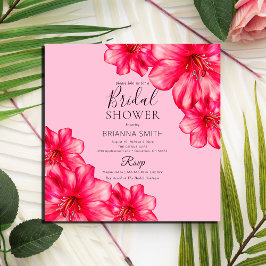 Square Rosy Flower Modern Brautparty Einladung