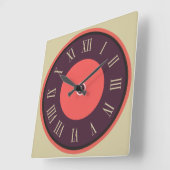 Square Round Lila-Red Roman Numeral Quadratische Wanduhr (Winkel)