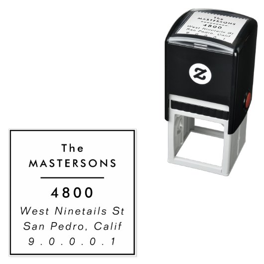 Square Rücksendeadresse Moderne Typografie Permastempel (Beispiel)