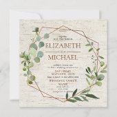 Square Rustic Copper Geometric Eucalyptus Wedding Einladung (Vorderseite)