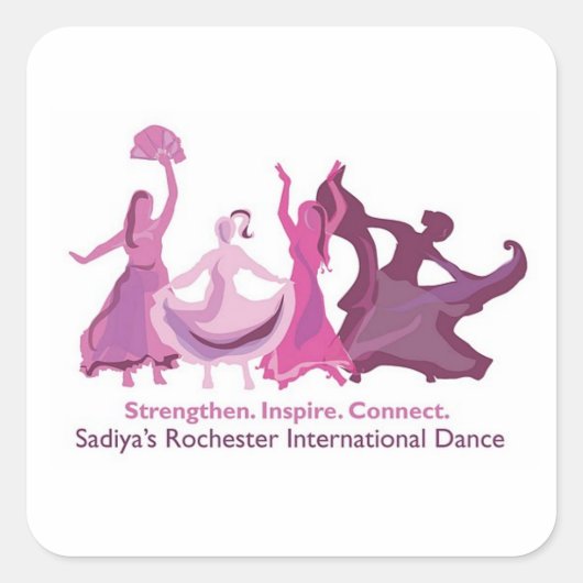Square Sadiyas Rochester International Dance Quadratischer Aufkleber (Vorderseite)
