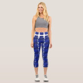 Square Sapphire Gemstone Blue Capri Leggings (Vorderseite)