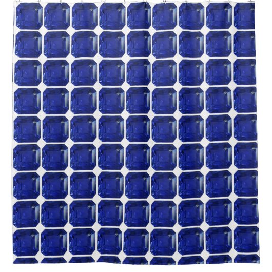 Square Sapphire Gemstone Blue Duschvorhang (Vorderseite)
