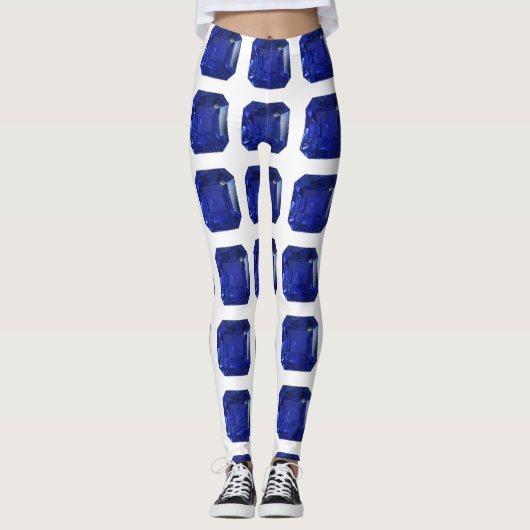 Square Sapphire Gemstone Blue Leggings (Vorderseite)
