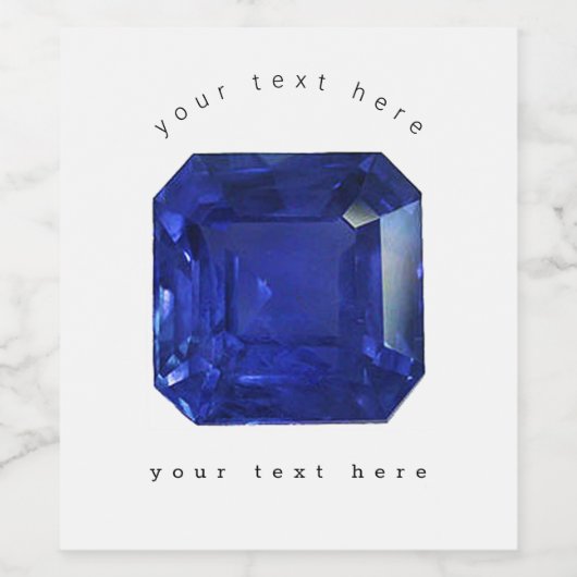 Square Sapphire Gemstone Blue Weinetikett (Einzelnes Label)