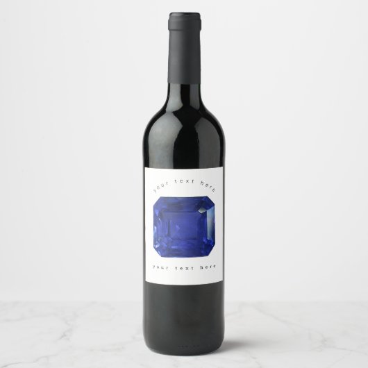 Square Sapphire Gemstone Blue Weinetikett (Vorderseite)