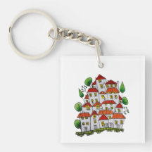 Square Schlüsselanhänger (Doodle - Handgezeichnet)