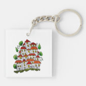 Square Schlüsselanhänger (Doodle - Handgezeichnet) (Rückseite)