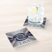 Square Schumann Resonance Glass Coaster Glasuntersetzer (Schrägansicht)