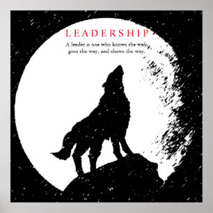Square Schwarz-weiß Inspiration Leadership Wolf Poster