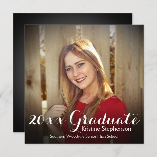 Square Shading Abschluss Ankündigung Foto Card (Vorne/Hinten)