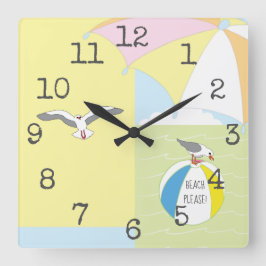 Square Shaping Clock "Beach Bitte" Quadratische Wanduhr