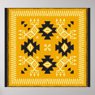 Square shawl, paisley floral batik. poster