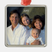Square Silver Christmas Family Foto Ornament (Vorne)
