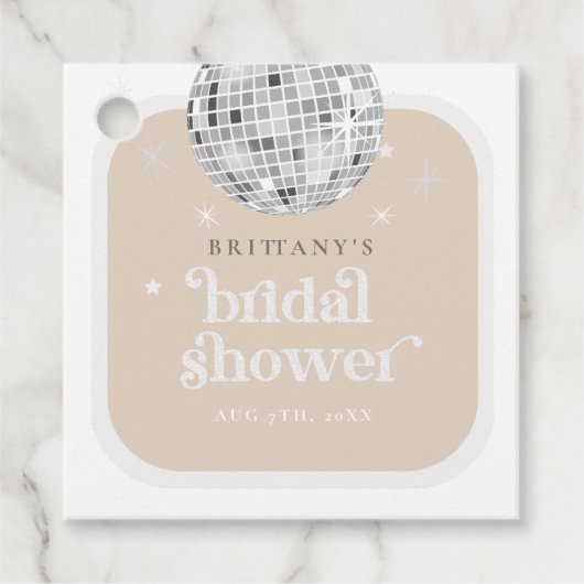 Square Silver Retro Disco Brautparty Geschenkanhänger (Vorderseite)