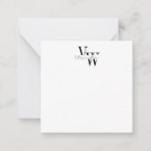 Square Simple Elegant Black and White Initials Mitteilungskarte (Vorderseite)