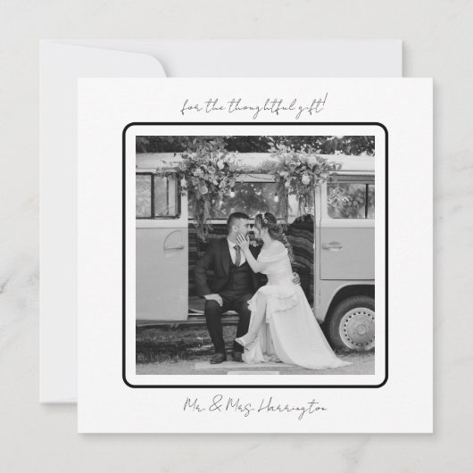 Square Simple Vielen Dank für Ihre Hochzeit Foto C Dankeskarte (Rückseite)