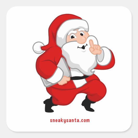 Square Sneaky Santa Stickers (Vorderseite)