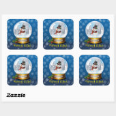 Square Snow Man in Snow Globe Sticker (Blatt)