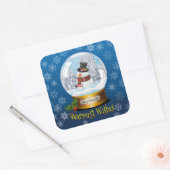 Square Snow Man in Snow Globe Sticker (Umschlag)