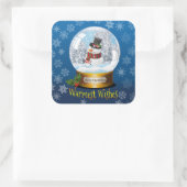 Square Snow Man in Snow Globe Sticker (Tasche)