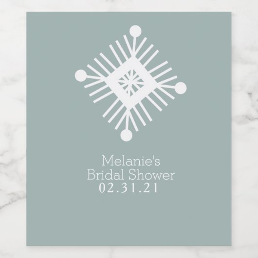 Square Snowflake Hand Drawn Frohe Weihnachten Wint Weinetikett (Einzelnes Label)