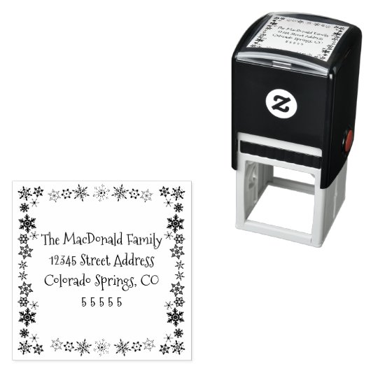 Square Snowflakes - Self-Inking Address Briefmarke Permastempel (Beispiel)