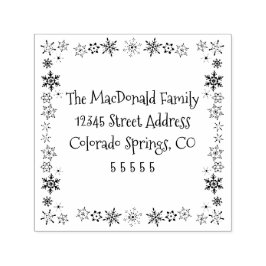 Square Snowflakes - Self-Inking Address Briefmarke Permastempel