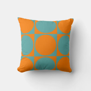 Square Sofa Cushi, Orange&Blue Squares&Circles Kissen