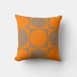 Square Sofa Cushi, Orange&Brown Squares&Circles Kissen