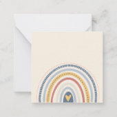 Square Soft Neutral Boho Regenbogen Herz Mitteilungskarte (Rückseite)