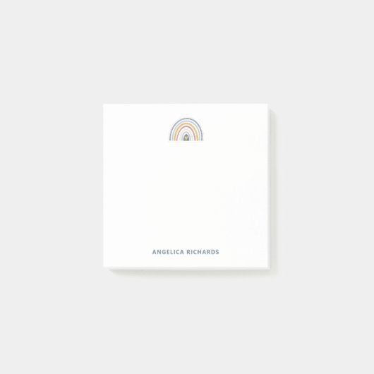 Square Soft Neutral Boho Regenbogen Herz Post-it Klebezettel (Vorderseite)
