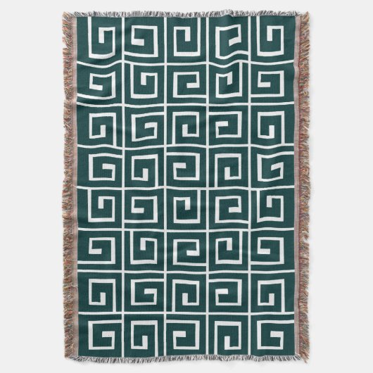 Square Spirals - Dunkle Moss Green auf Weiß Decke (Vorderseite Vertikal)