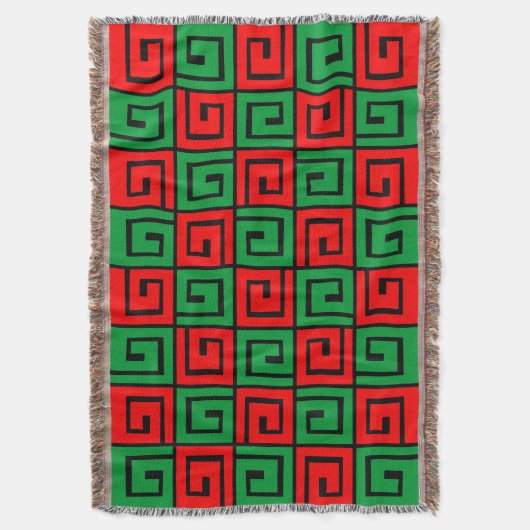 Square Spirals - Rot und Grün auf Schwarz Decke (Vorderseite Vertikal)