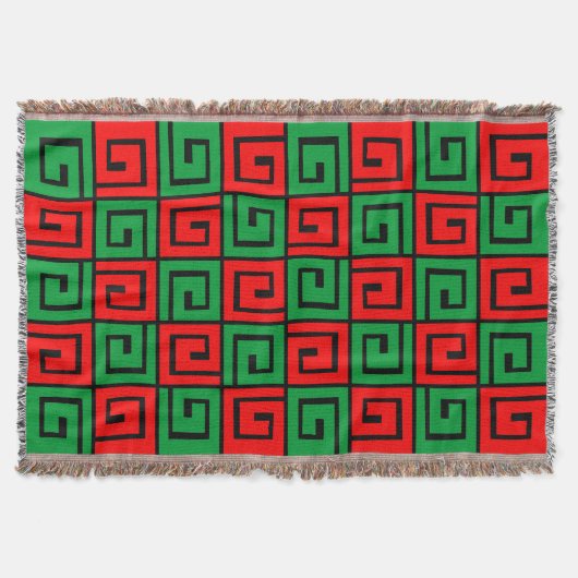 Square Spirals - Rot und Grün auf Schwarz Decke (Vorderseite)