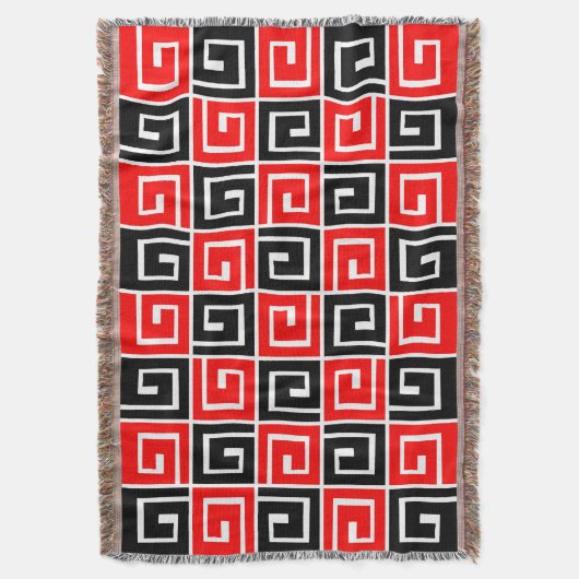 Square Spirals - Rot und Schwarz auf Weiß Decke (Vorderseite Vertikal)