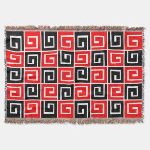Square Spirals - Rot und Schwarz auf Weiß Decke