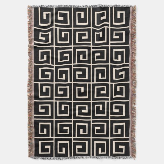 Square Spirals - Schwarz auf Creme Decke (Vorderseite Vertikal)