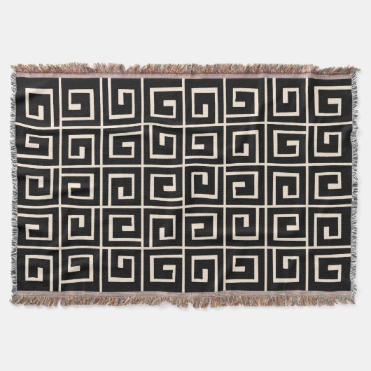 Square Spirals - Schwarz auf Creme Decke (Vorderseite)