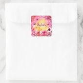 Square Sticker - Glaube Whimsical Floral Pink (Tasche)