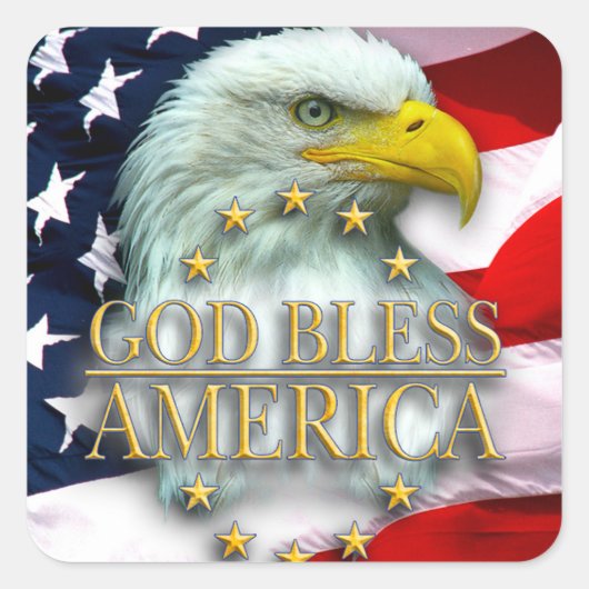 Square Sticker / God Bless America (Vorderseite)