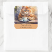Square Sticker Orange Cat Drink Coffee (Tasche)